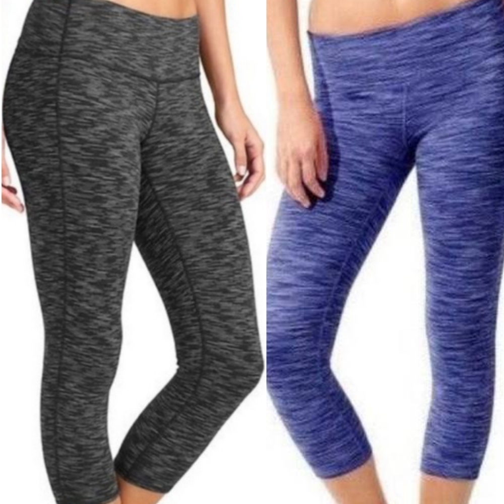 Athleta Energy Chaturanga Capri Leggings Space Dye Black Blue Women’s XS - Picture 1 of 8